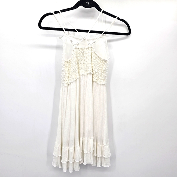 Chelsea & Violet Girls White Lace Gauze Strappy Ruffle Dress Girls Medium - Picture 2 of 6